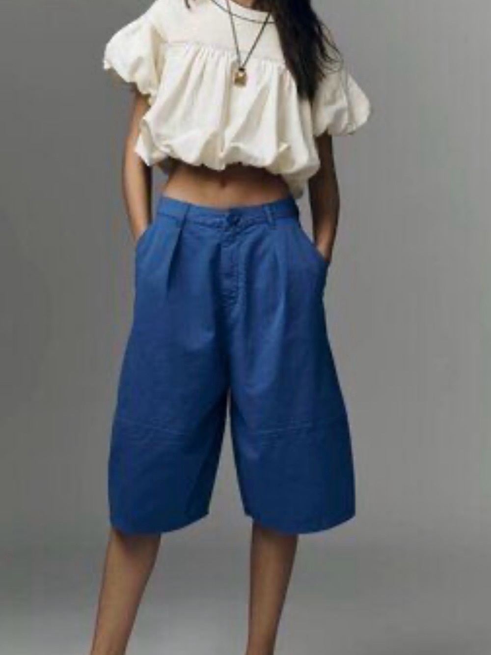 Anthropologie Pilcro Wide-Leg Crop Balloon Trousers in Dazzling Blue 29